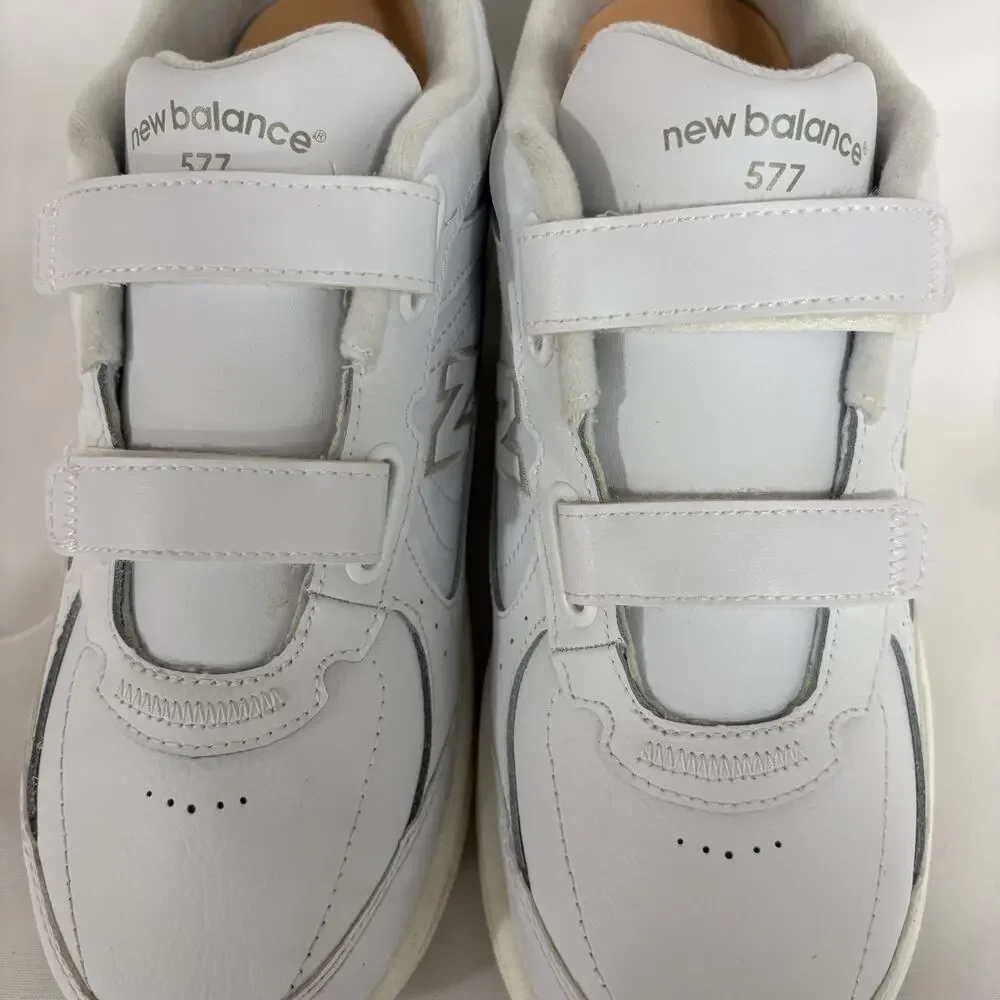 New Balance 577 Shoes Men's 9.5 2E Wide White Walking Hook and Loop Diabetic